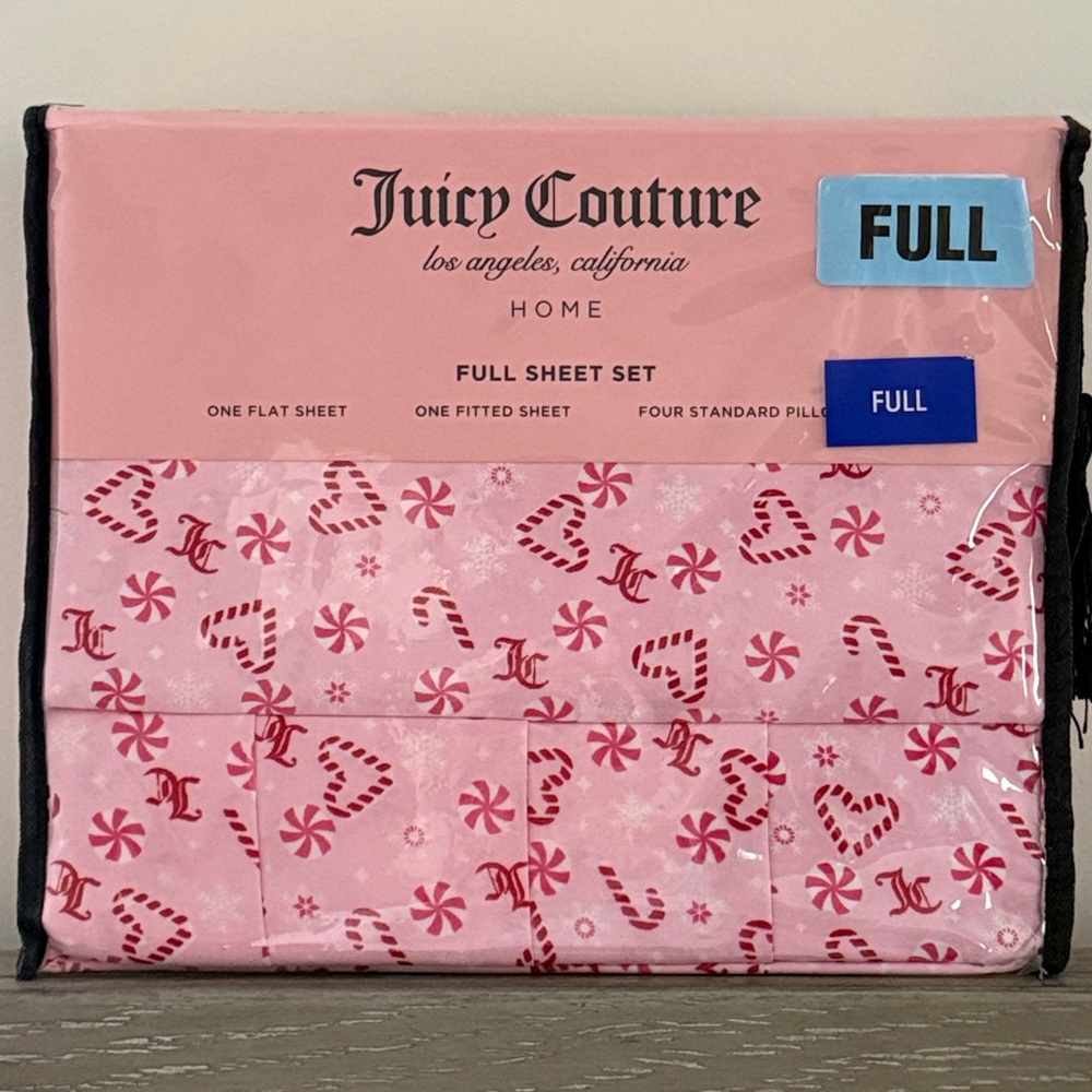 New Juicy Couture Peppermint Candy Canes Christmas holiday FULL Sheets 6pc